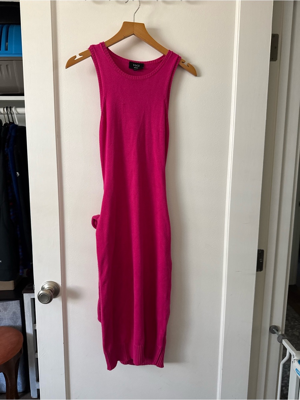 VICI Hot Pink Sleeveless Knit Bodycon Midi Dress